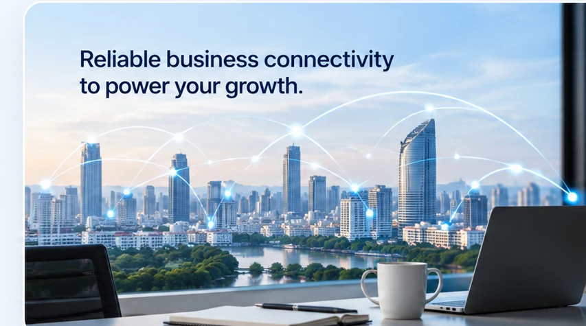 MaxBIT business internet connectivity over a city skyline