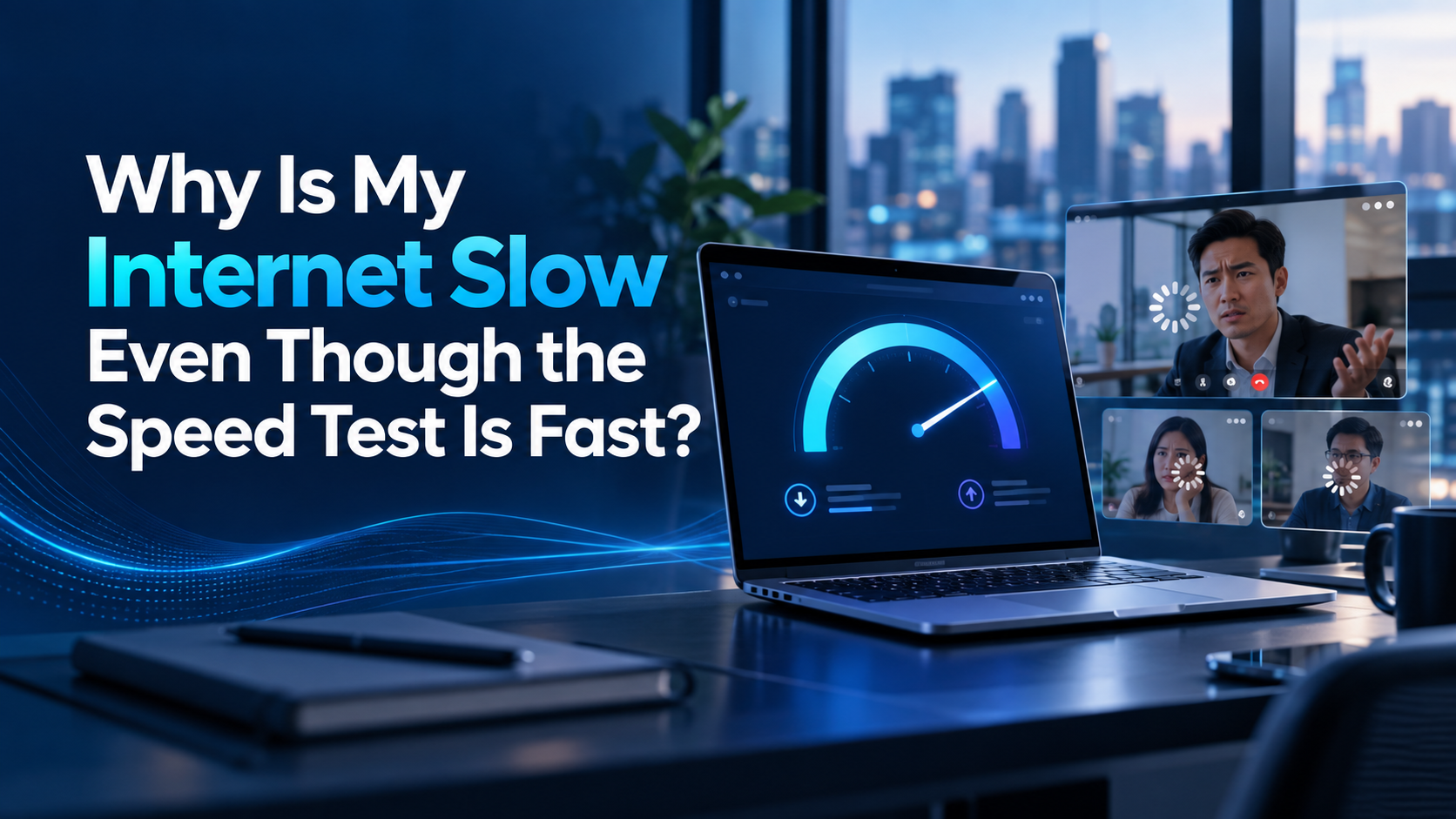 Fast speed test, slow office internet? Discover why Wi-Fi, latency, and network congestion can still disrupt your business.