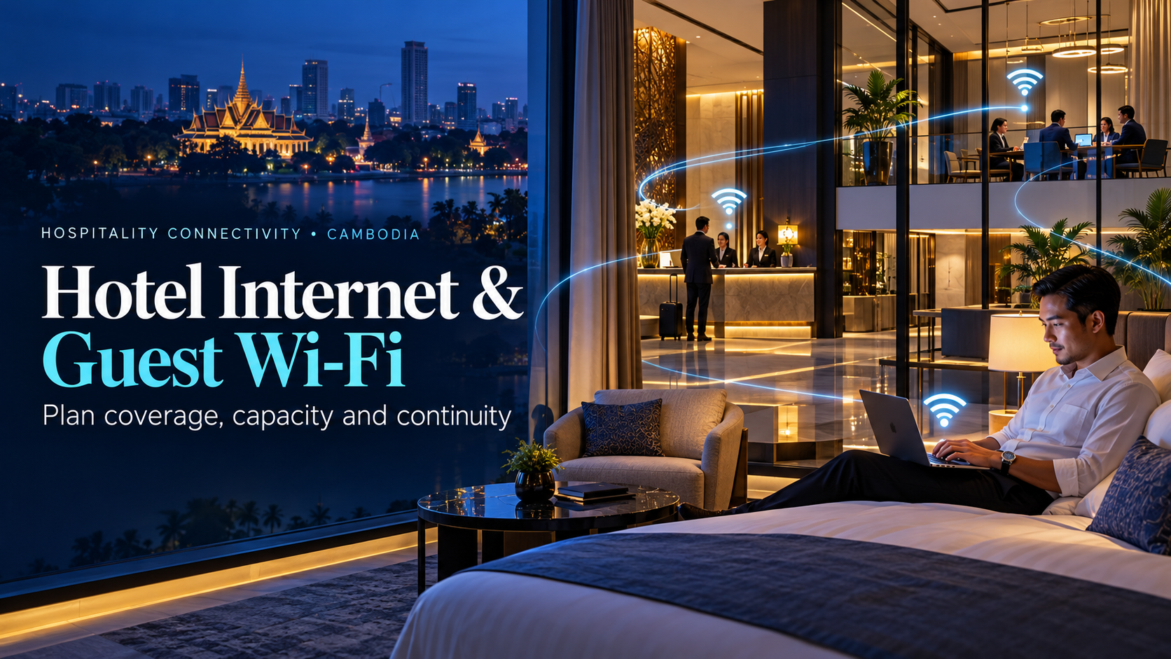 How should a hotel in Cambodia plan business internet and guest Wi-Fi? Start with reliable room coverage, capacity for busy periods and connectivity for essential hotel operations.